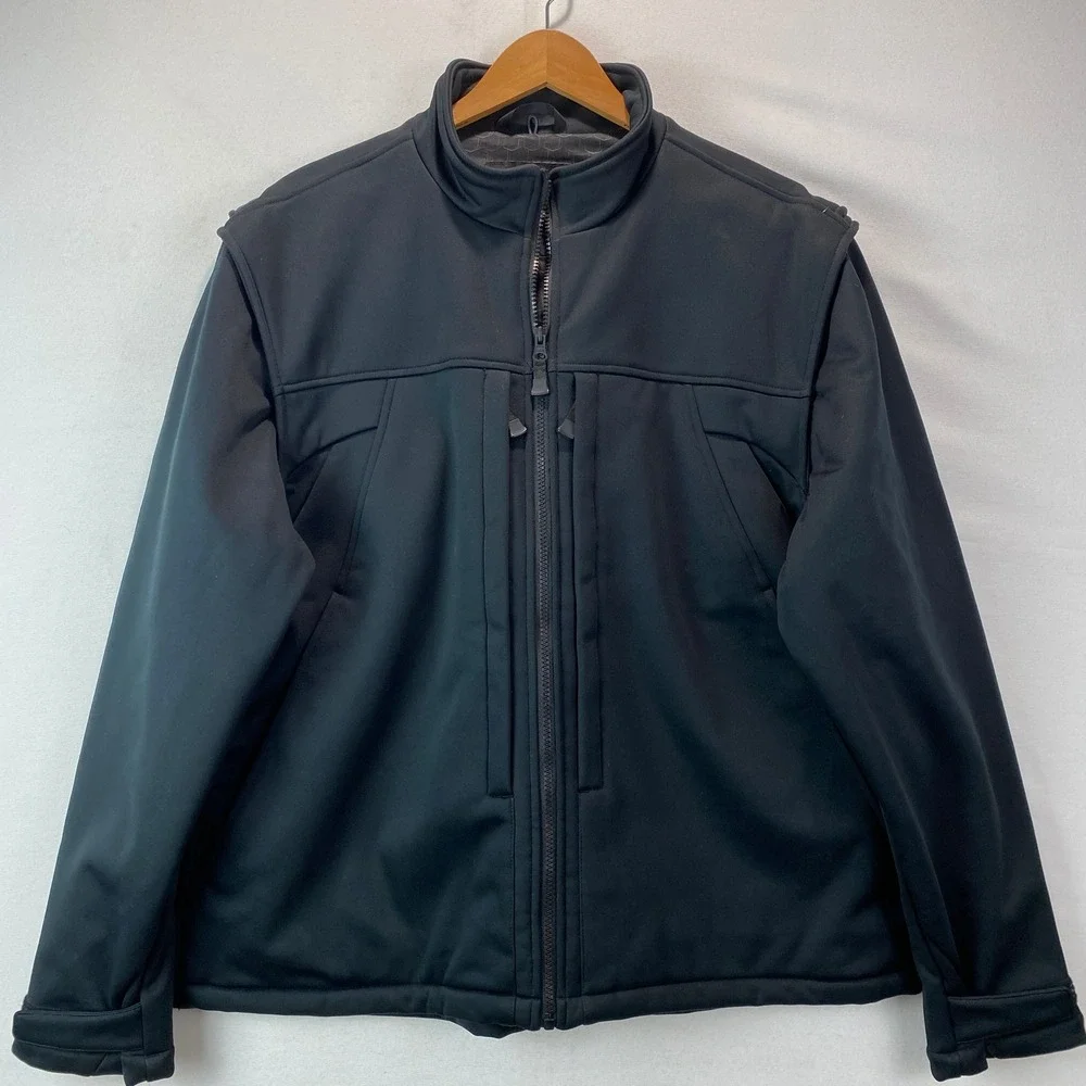 Scottevest TEC Technology Enabled Softshell Jacket Mens L Black Multi-Pocket
